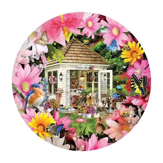Sunsout Garden Shed in Flower 500 pc Round Jigsaw Puzzle 35254 {1}