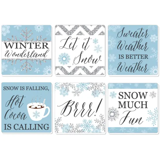 Big Dot of Happiness Winter Wonderland - Snowflake Holiday Party and Winter Wedding Decorations - Drink Coasters - Set of 6 {1}
