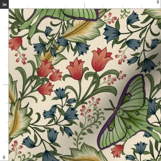 Various Fabrics by the Yard or Fat Quarter Victorian Luna Moth Arts And Crafts Pollinators Art Nouveau Entomology Lepidoptera Custom Printed Fabric by Spoonflower {4}