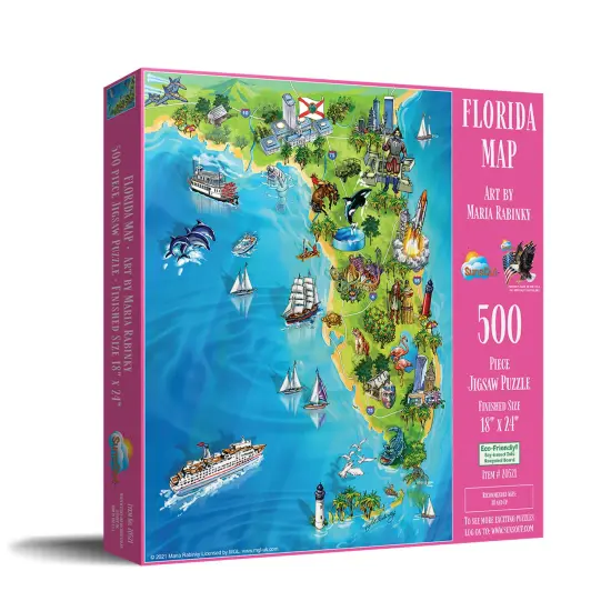 Sunsout Florida Map 500 pc Jigsaw Puzzle 20521 {3}