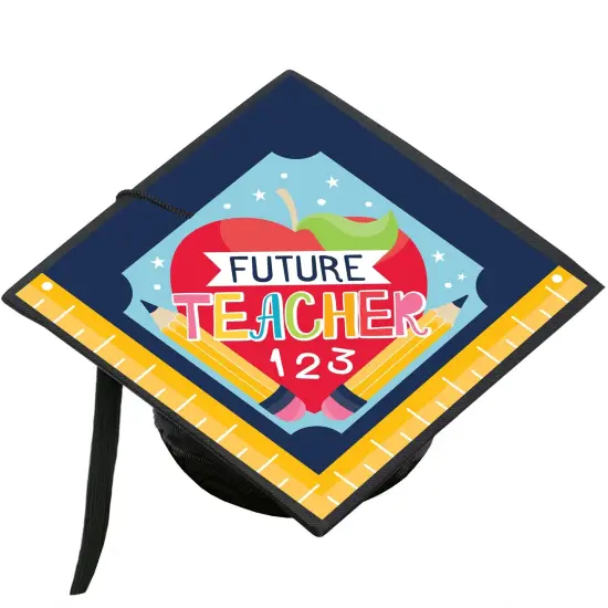 Big Dot of Happiness Teacher Grad - Education Graduation Cap Decorations Kit - Grad Cap Cover {1}