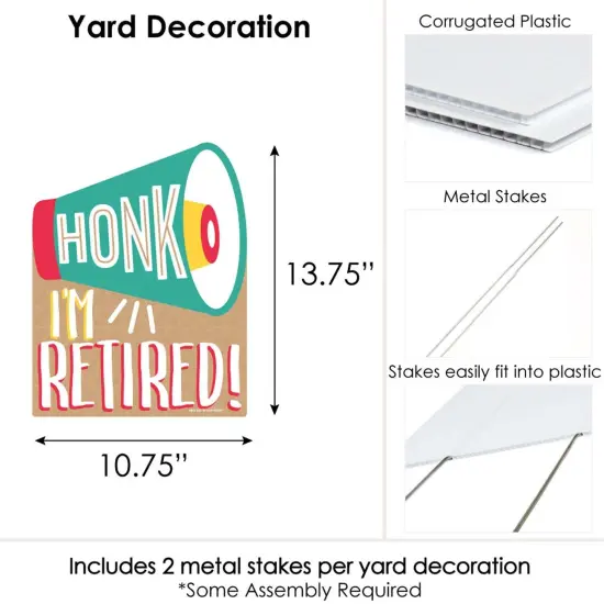 Big Dot of Happiness Honk, I'm Retired - Outdoor Lawn Sign - Retirement Party Yard Sign - 1 Piece {7}
