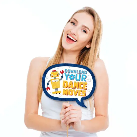 Big Dot of Happiness Funny Gear Up Robots - Birthday Party or Baby Shower Photo Booth Props Kit - 10 Piece {3}