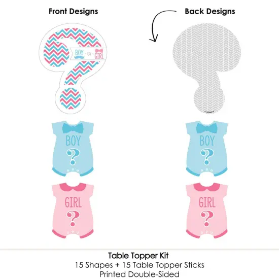 Big Dot of Happiness Chevron Gender Reveal - Gender Reveal Party Centerpiece Sticks - Table Toppers - Set of 15 {6}