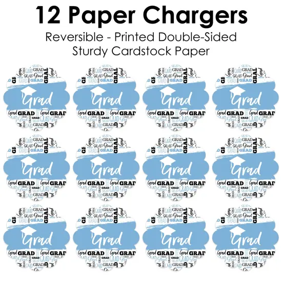 Big Dot of Happiness Light Blue Grad Best is Yet to Come Light Blue Graduation Party Round Table Decorations Paper Chargers Place Setting For 12 {7}