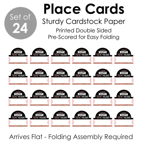 Big Dot of Happiness Rose Gold Happy New Year - New Years Eve Party Tent Buffet Card - Table Setting Name Place Cards - Set of 24 {7}