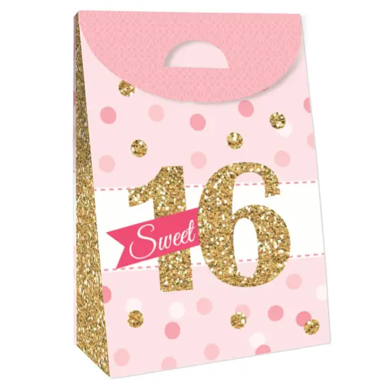Big Dot of Happiness Sweet 16 - 16th Birthday Gift Favor Bags - Party Goodie Boxes - Set of 12 {4}