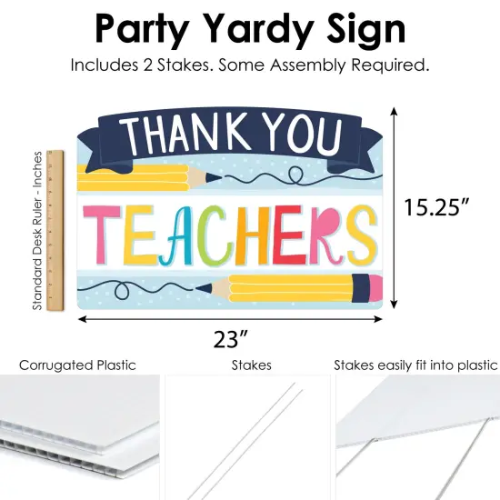 Big Dot of Happiness Teacher Appreciation - First and Last Day of School Yard Sign Lawn Decorations - Thank You Teachers Party Yardy Sign {7}