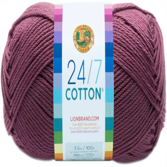 (6 Pack) Lion Brand 24/7 Cotton Yarn - Lilac {3}