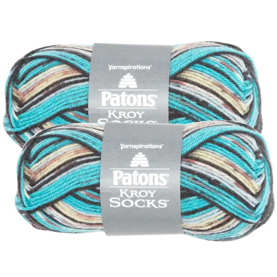 (Pack of 2) Patons Kroy Socks Yarn-Turquoise Jacquard {1}