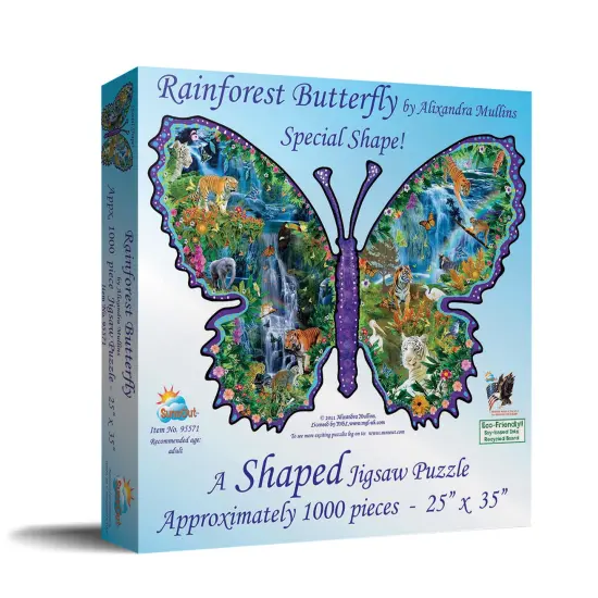 Sunsout Rainforest Butterfly 1000 pc Special Shape Jigsaw Puzzle 95571 {3}