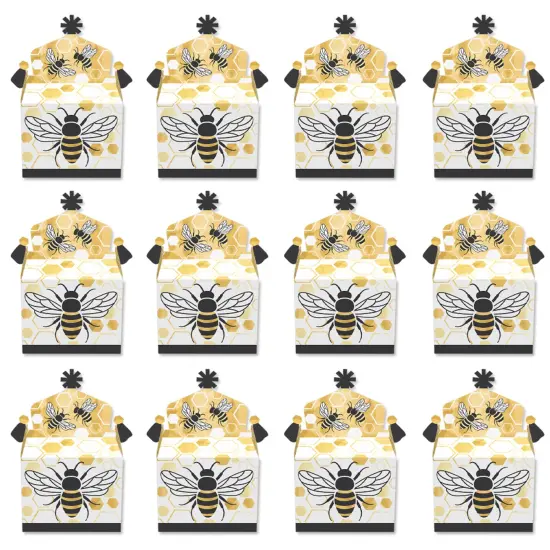 Big Dot of Happiness Little Bumblebee - Treat Box Party Favors - Bee Baby Shower or Birthday Party Goodie Gable Boxes - Set of 12 {6}