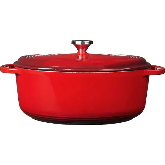 Lodge 7qt Oval Dutch Oven Red Enamel {3}