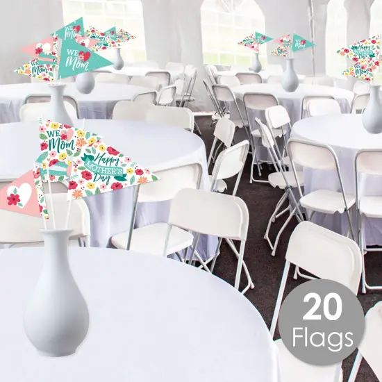 Big Dot of Happiness Colorful Floral Happy Mother's Day - Triangle We Love Mom Party Photo Props - Pennant Flag Centerpieces - Set of 20 {3}