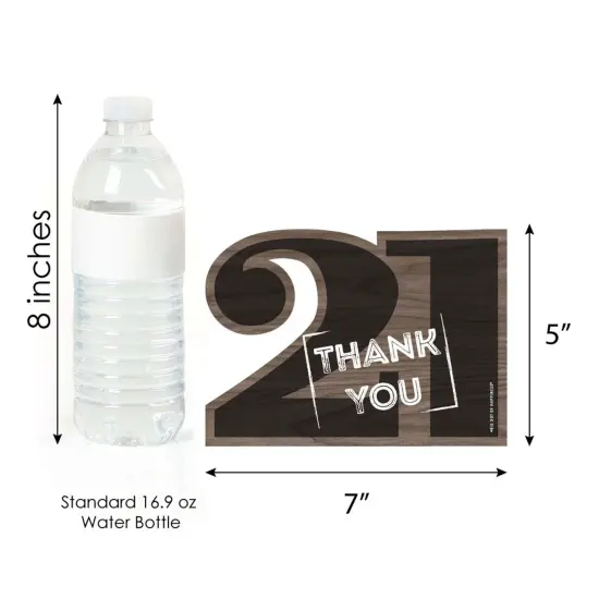 Big Dot of Happiness Finally 21 - Shaped Thank You Cards - 21st Birthday Party Thank You Note Cards with Envelopes - Set of 12 {7}