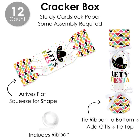 Big Dot of Happiness Let's Fiesta - No Snap Mexican Fiesta Party Table Favors - DIY Cracker Boxes - Set of 12 {6}