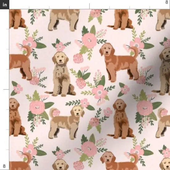 Various Fabrics by the Yard or Fat Quarter Golden Doodle Floral Dog Florals Peach Cheater Quilt Pet Goldendoodle Custom Printed Fabric by Spoonflower {4}