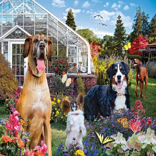 Sunsout Conservatory Garden Canines 1000 pc Jigsaw Puzzle 72040 {1}