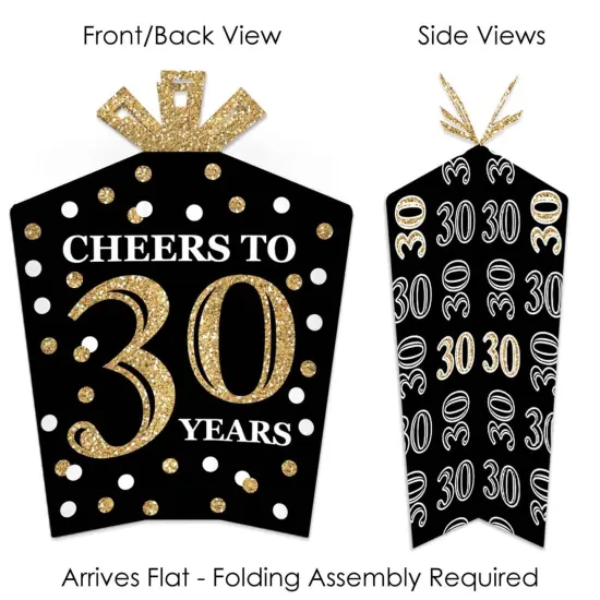 Big Dot of Happiness Adult 30th Birthday - Gold - Table Decorations - Birthday Party Fold and Flare Centerpieces - 10 Count {3}