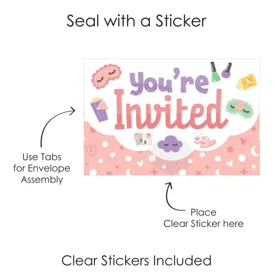 Big Dot of Happiness Pajama Slumber Party - Fill-In Cards - Girls Sleepover Birthday Party Fold and Send Invitations - Set of 8 {7}