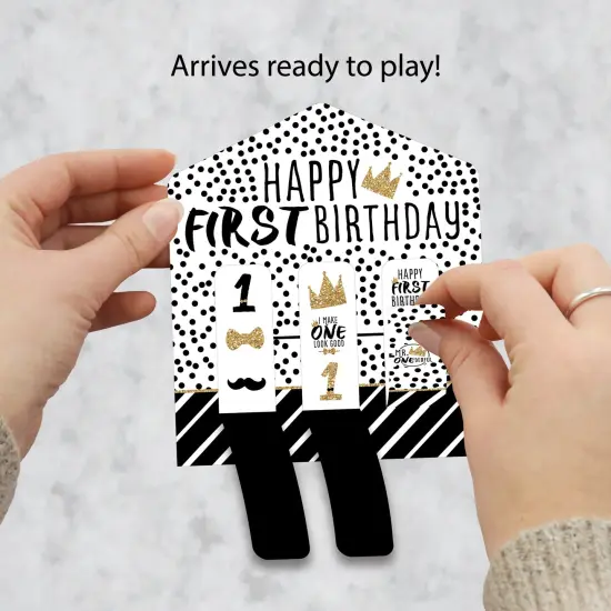 Big Dot of Happiness 1st Birthday Little Mr. Onederful - Boy First Birthday Party Game Pickle Cards - Pull Tabs 3-in-a-Row - Set of 12 {3}