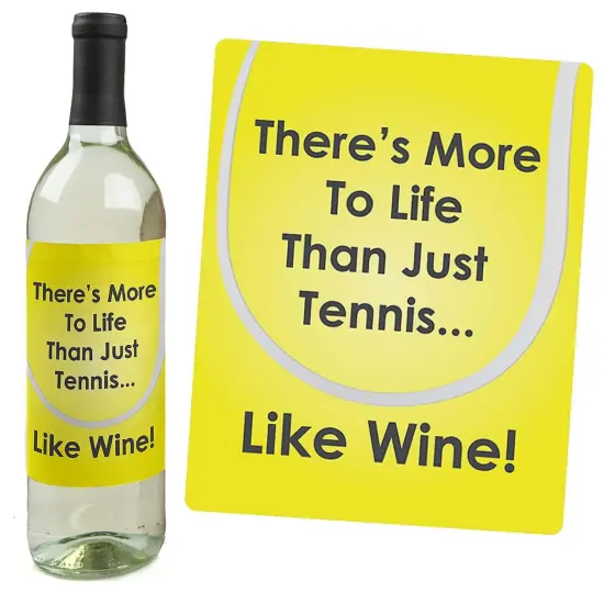 Big Dot of Happiness You Got Served - Tennis Decorations for Women and Men - Tennis Ball Party Wine Bottle Label Stickers - Set of 4 {3}