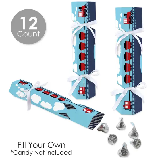 Big Dot of Happiness Railroad Party Crossing - No Snap Steam Train Birthday or Baby Shower Party Table Favors - DIY Cracker Boxes - Set of 12 {4}