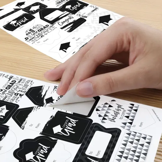 Big Dot of Happiness Black & White Grad Best is Yet to Come Assorted Graduation Party Gift Tag Labels To & From Stickers 12 Sheets 120 Stickers {6}