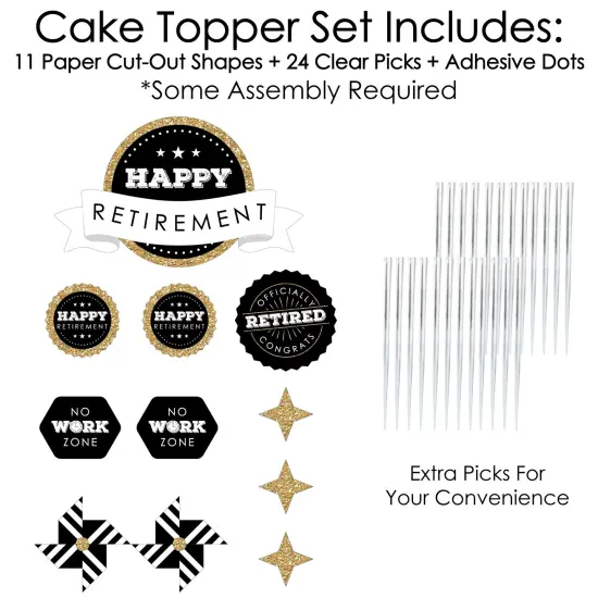 Big Dot of Happiness Happy Retirement - Retirement Party Cake Decorating Kit - Happy Retirement Cake Topper Set - 11 Pieces {4}