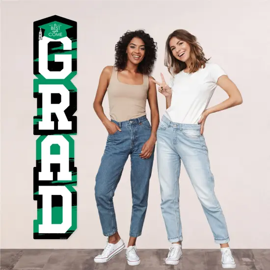 Big Dot of Happiness Green Graduation Banner - Vertical Shaped Banner Decorations {6}