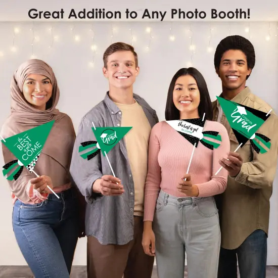 Big Dot of Happiness Green Grad - Best is Yet to Come - Triangle Green Graduation Party Photo Props - Pennant Flag Centerpieces - Set of 20 {6}