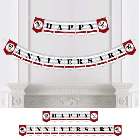 Big Dot of Happiness We Still Do - 40th Wedding Anniversary Party Bunting Banner - Ruby Party Decorations - Happy Anniversary {1}