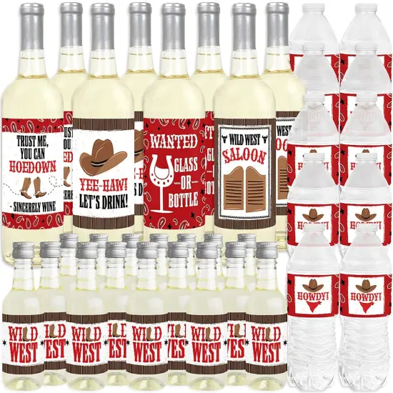 Big Dot of Happiness Western Hoedown - Wild West Cowboy Party Decorations - Beverage Bar Kit - 34 Pieces {3}