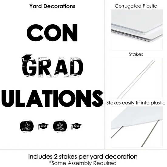 Big Dot of Happiness Black and White Graduation Party Yard Signs - Outdoor Lawn Decorations - ConGRADulations {6}