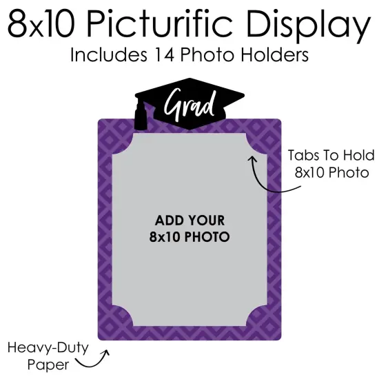 Big Dot of Happiness Purple Graduation 8 x 10 inches K-12 School Photo Holder - DIY Party Decor - Picturific Display {7}
