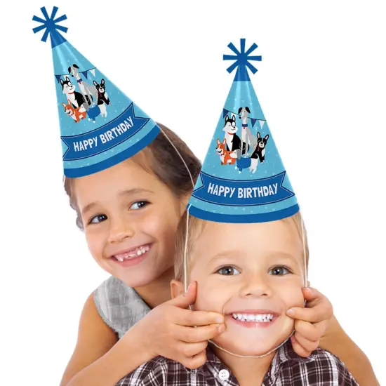 Big Dot of Happiness Pawty Like a Puppy - Cone Happy Birthday Party Hats for Kids and Adults - Set of 8 (Standard Size) {3}
