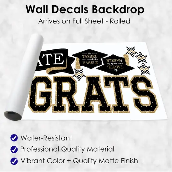 Big Dot of Happiness Gold Graduation Party Photo Backdrop - Wall Decals {7}