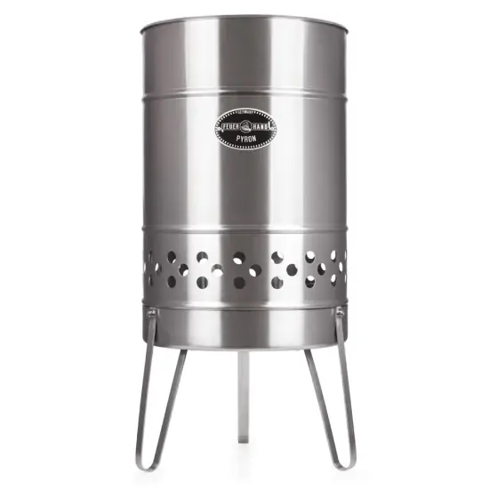 Feuerhand Fire Barrel Pyron, Stainless Steel Double-Walled Fire Pit for Yard or Patio, Feet Protect Ground Surface, 29" High, Great for Cooking Outdoors {1}