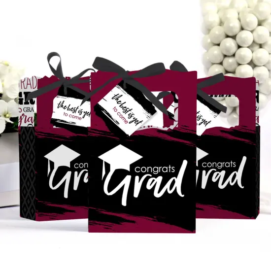 Big Dot of Happiness Maroon Grad - Best is Yet to Come - BurgundyGraduation Party Favor Boxes - Set of 12 {4}