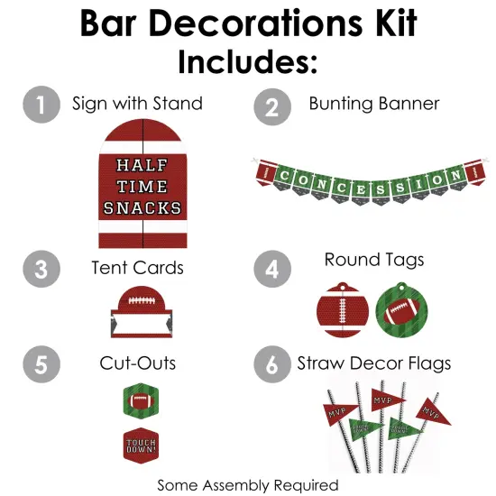 Big Dot of Happiness End Zone - Football - DIY Baby Shower or Birthday Party Concession Signs - Snack Bar Decorations Kit - 50 Pieces {4}