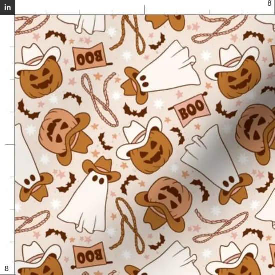 Various Fabrics by the Yard or Fat Quarter Cowboy Halloween Spooky Pumpkin Vintage Retro Western Fall Custom Printed Fabric by Spoonflower {4}