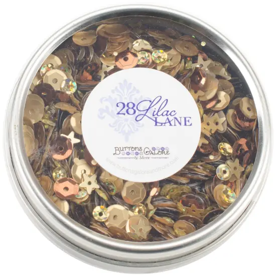 Buttons Galore 28 Lilac Lane Tin W/Sequins 40g-Not So Heavy Metal {1}
