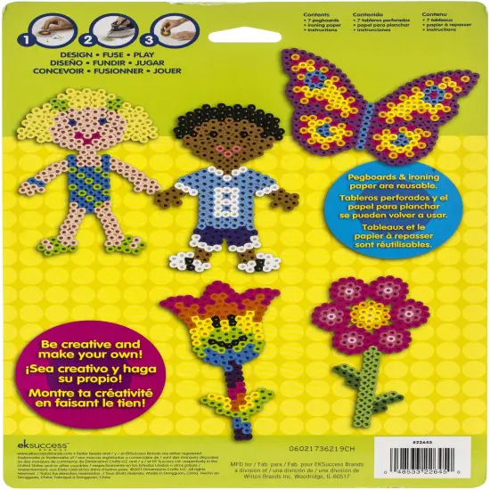 Perler Fun Fusion Pegboards 7/Pkg-Boy/Girl/Bear/Monkey/Butterfly/2 Flowers {2}