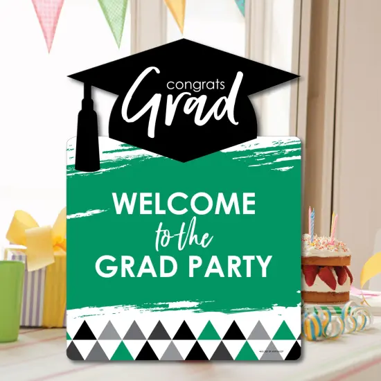 Big Dot of Happiness Green Graduation Party Decorations - Grad Party Welcome Yard Sign {7}