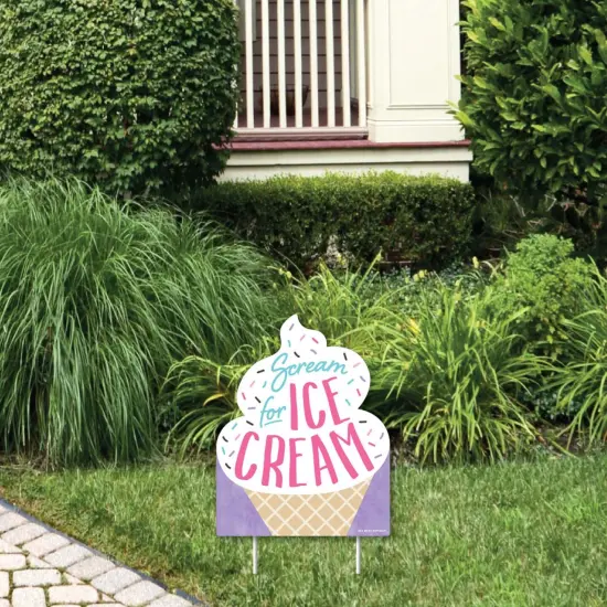 Big Dot of Happiness Scoop Up The Fun - Ice Cream - Outdoor Lawn Sign - Sprinkles Party Yard Sign - 1 Piece {1}