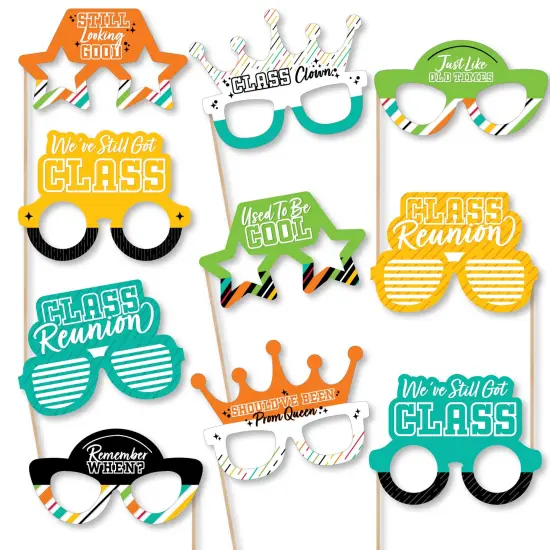Big Dot of Happiness Still Got Class Glasses - Paper Card Stock High School Reunion Party Photo Booth Props Kit - 10 Count {1}
