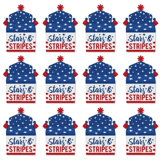 Big Dot of Happiness Stars & Stripes - Treat Box Party Favors - Memorial Day, 4th of July and Labor Day Patriotic Party Goodie Gable Boxes - Set of 12 {6}