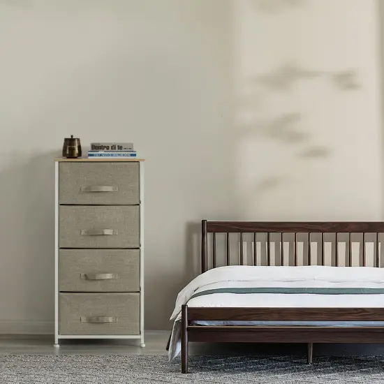 Sand Beige Bins and White Frame Storage Night Chest and Storage Chest Beige 7 Drawer {6}