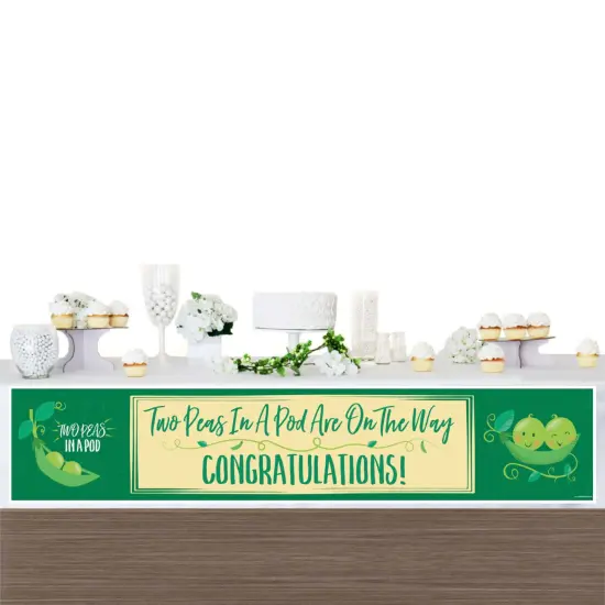 Big Dot of Happiness Double the Fun - Twins Two Peas in a Pod - Baby Shower Decorations Party Banner {4}
