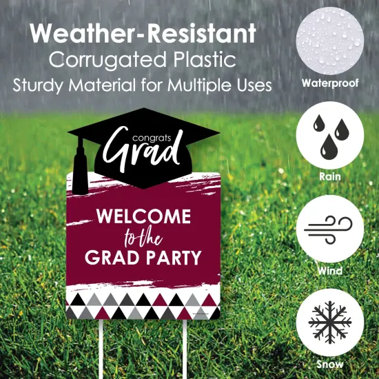 Big Dot of Happiness Maroon Graduation Party Decorations - Grad Party Welcome Yard Sign {4}